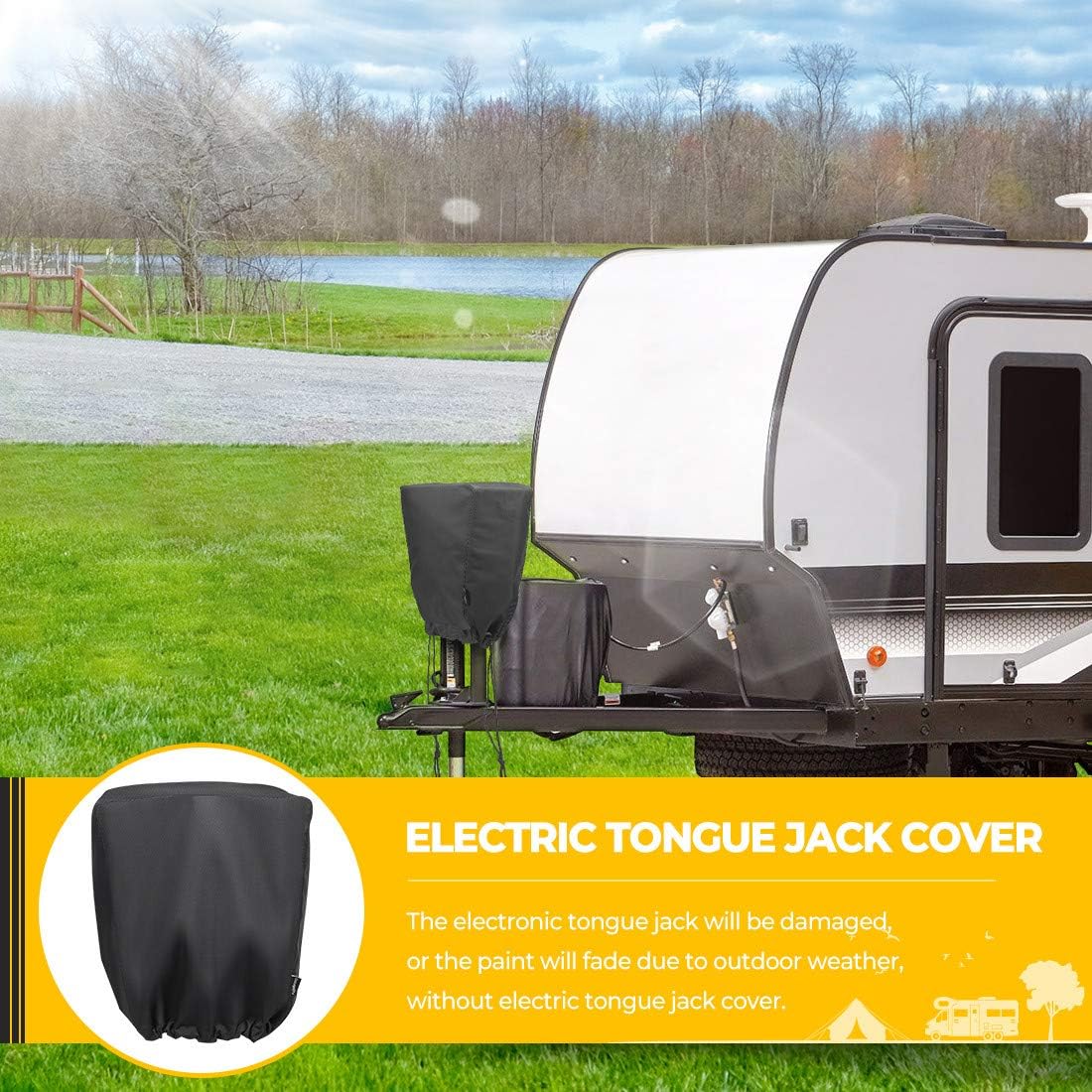 BougeRV 600D Polyester Electric Tongue Jack Cover RV Accessories Universal Trailer RV Electric Tongue Jack Protective Cover Camper Accessories for Outside (Large Size 14″H x 5″W x 10″D): Automotive