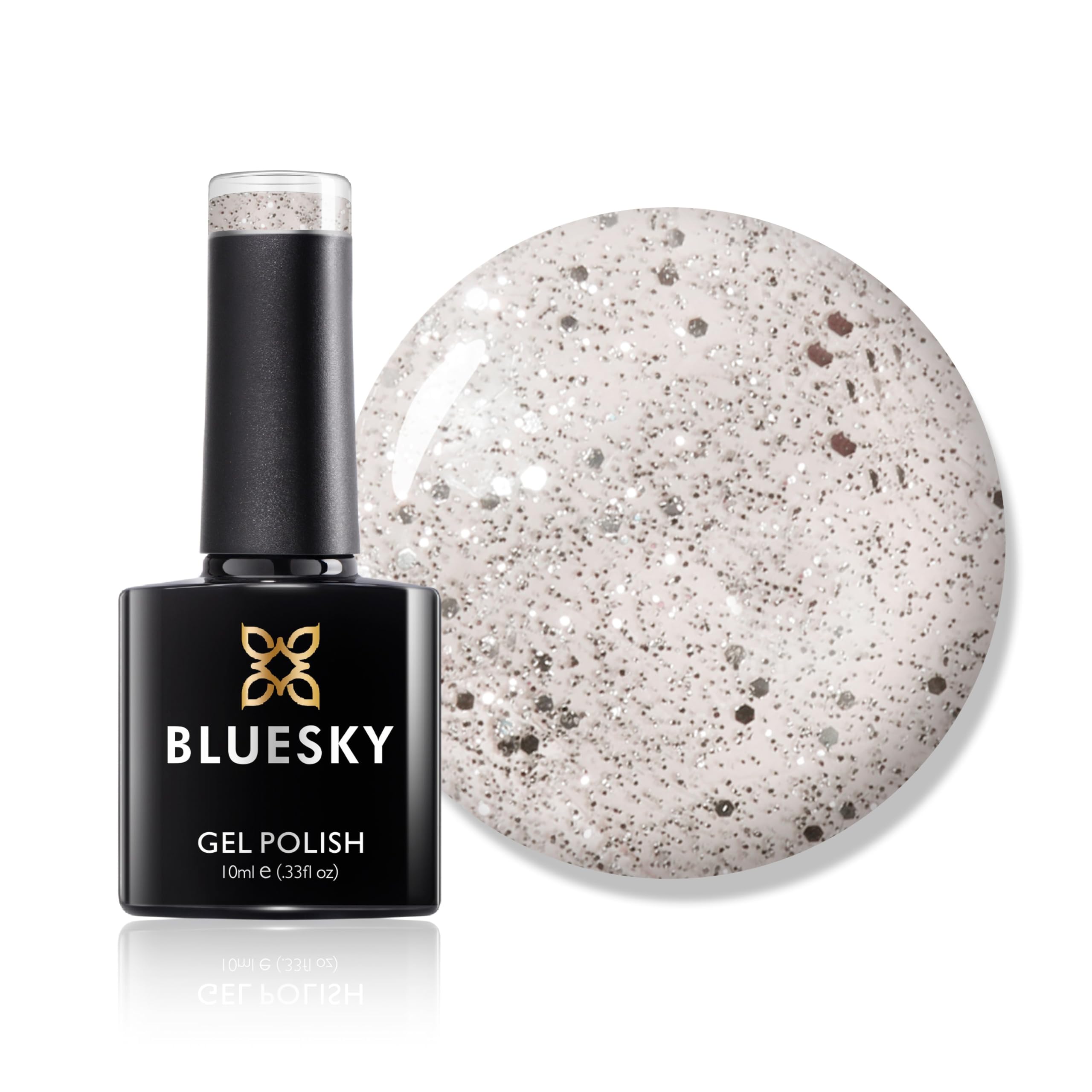 Bluesky Gel Nail Polish, Platinum Marble A051, Silver Glitter, Long Lasting, Chip Resistant, 10 ml (Requires Drying Under UV LED Lamp)