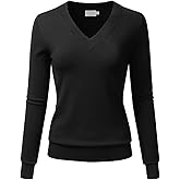 LALABEE Women's V-Neck Long Sleeve Soft Stretch Pullover Knit Top Sweater (S~XXL)
