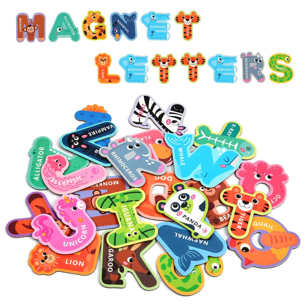 AUAUY Magnetic Letters Kit, 26 Large Size Alphabet ABC Magnets for Refrigerator, Funny Cute Fridge Magnets for Whiteboard Notice Board Locker Decorative Magnets Office and Kitchen