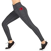Heathyoga Leggings with Pockets for Women Tummy Control High Waisted Yoga Pants Women Compression Workout Leggings Dark Charcoal Medium