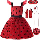 Uplus ME Ladybug Costume Girls Ladybug Dress Lady Bug Costumes for Kids Toddler Ladybird Dress Up Set for Halloween Birthday