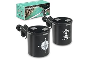 RACGRUL Boat Cup Holder, Marine for Boat Owners, No-Drill Install on Bimini Top Rail or Pole, Universal Boat Accessories for Men, Drink Holder for Pontoon, Jet Ski, Seadoo