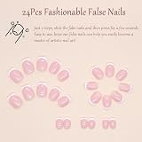 EONFAVE 24 Pcs French False Nails Nude White Square Press On Nails view 3