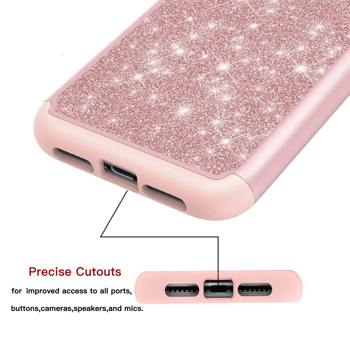 MIITUUELE Galaxy S10e Case, Glitter Case Sparkle Bling, Shining Heavy Duty Protection Dual Layer Hybrid Protective Armor Hard Cover Girls Women Cute Case for Samsung Galaxy S10e (Pink)