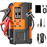 Jump Starter with Air Compressor 2000A, 10000mAh&150PSI Car Battery Jumper Starter Portable, 12V Battery Pack Jump Box (9L Gas/7L Diesel Engine) with Boost, Light and Jumper Cables(Orange)