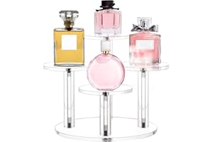 Jusalpha Acrylic Display Stand, 4 Tier Round, Clear Organizer for Jewelry, Funko POP Figures, Perfume, Cupcake, Countertop Decoration (4 Tier)