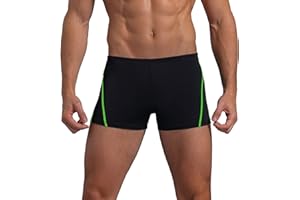 Leshang Mens Square Leg Shorts Mens Comfortable Swimsuit for Polyester PBT Fabric