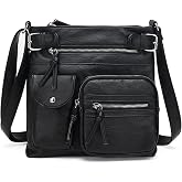 KouLi Buir Crossbody Bag for Women, Leather Purse with Adjustable Strap Lightweight Shoulder Bag with Zipper Pockets