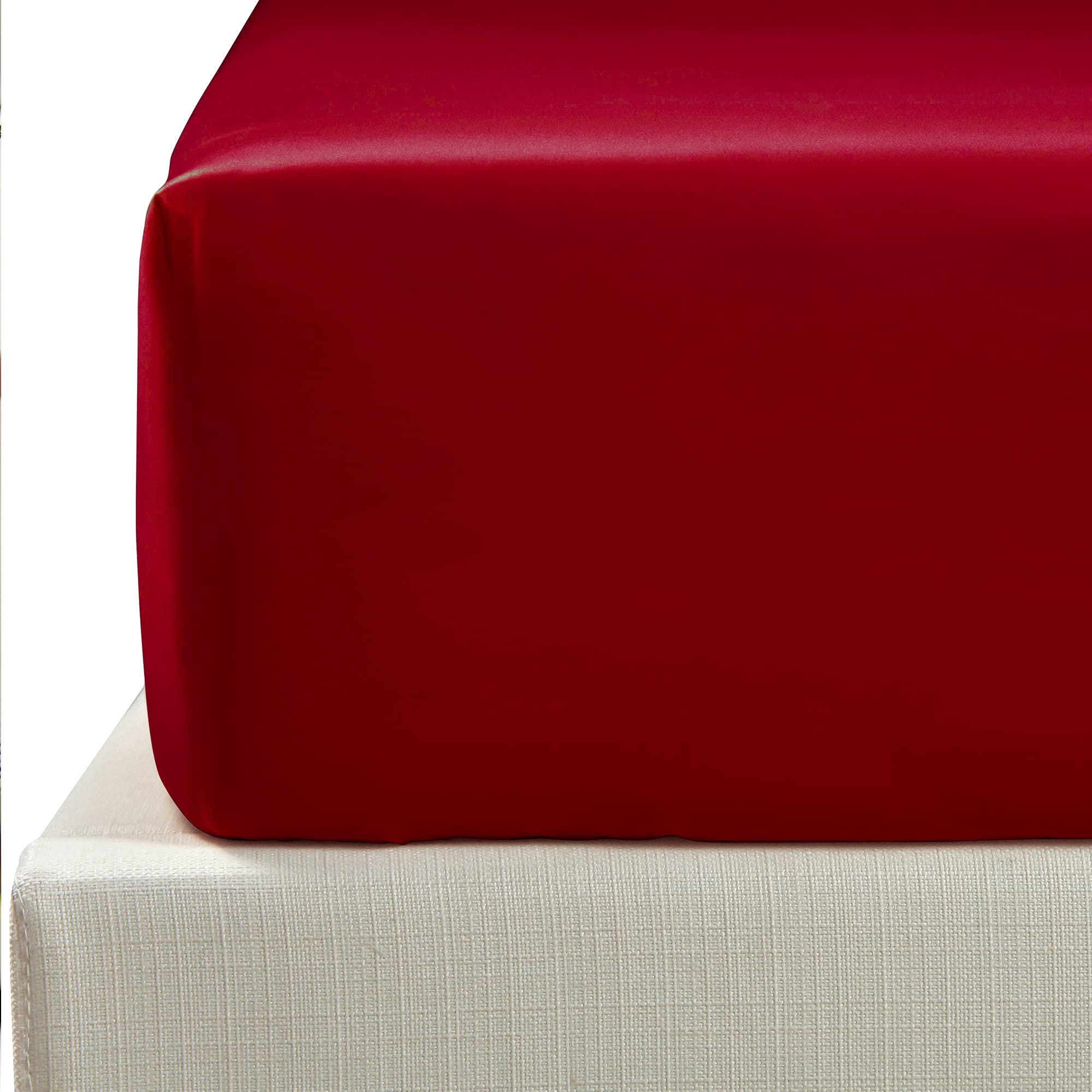 NTBAY 500 Thread Count 100% Egyptian Cotton Super King Fitted Sheet, Super Soft Cozy and Breathable Deep 12" / 30cm Fitted Bed Sheet, Red