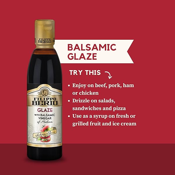 FILIPPO BERIO GLAZE WITH BALSAMIC VINEGAR OF MODENA, 8.4 OUNCE PLASTIC BOTTLE, GLUTEN FREE, LACTOSE FREE, NON-GMO