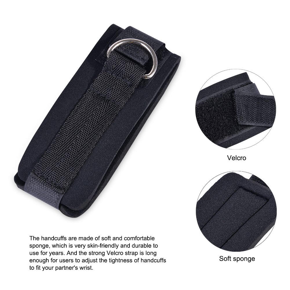 Utimi Fetish Bed Restraint Kit with Hand Cuffs Ankle Cuff Bondage Collection For Male Female Couple (3#)