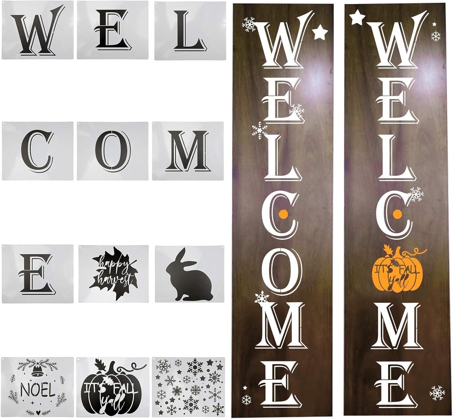 ACTLATI 12Pcs Fall Stencils Painting on Wood