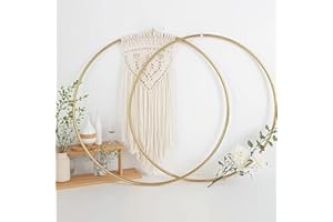 Large Metal Hoops for Crafts, Gold, 27 Inches, Set of 2, DIY Macrame Wall Decor, Wedding and Craft Projects