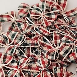 Micomon 50pcs 1.2-Inch Mini Bows for Crafts Gingham