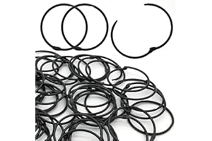 Semrien 50 Pcs 2 Inch Binder Rings, Loose Leaf Binder Book Rings Black Paper Rings, Metal Index Card Rings Binder Clip Rings for Flash Cards, Key Rings, Index Cards (50mm)