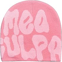 GFLPO Unisex Pink Beanie Hat, One Size, Wireless Winter Knit Skull 