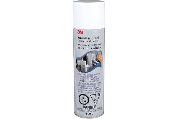 3M Stainless Steel Cleaner & Polish, 21 oz. Aerosol, 1-Pack - High Gloss Formula, Removes Fingerprints