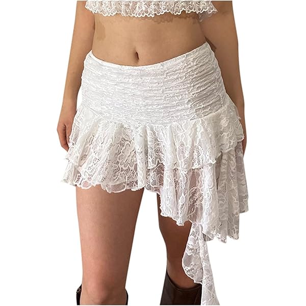 Amazon.com: MakeMeChic Women's Lace Skirt with Shorts Low Rise