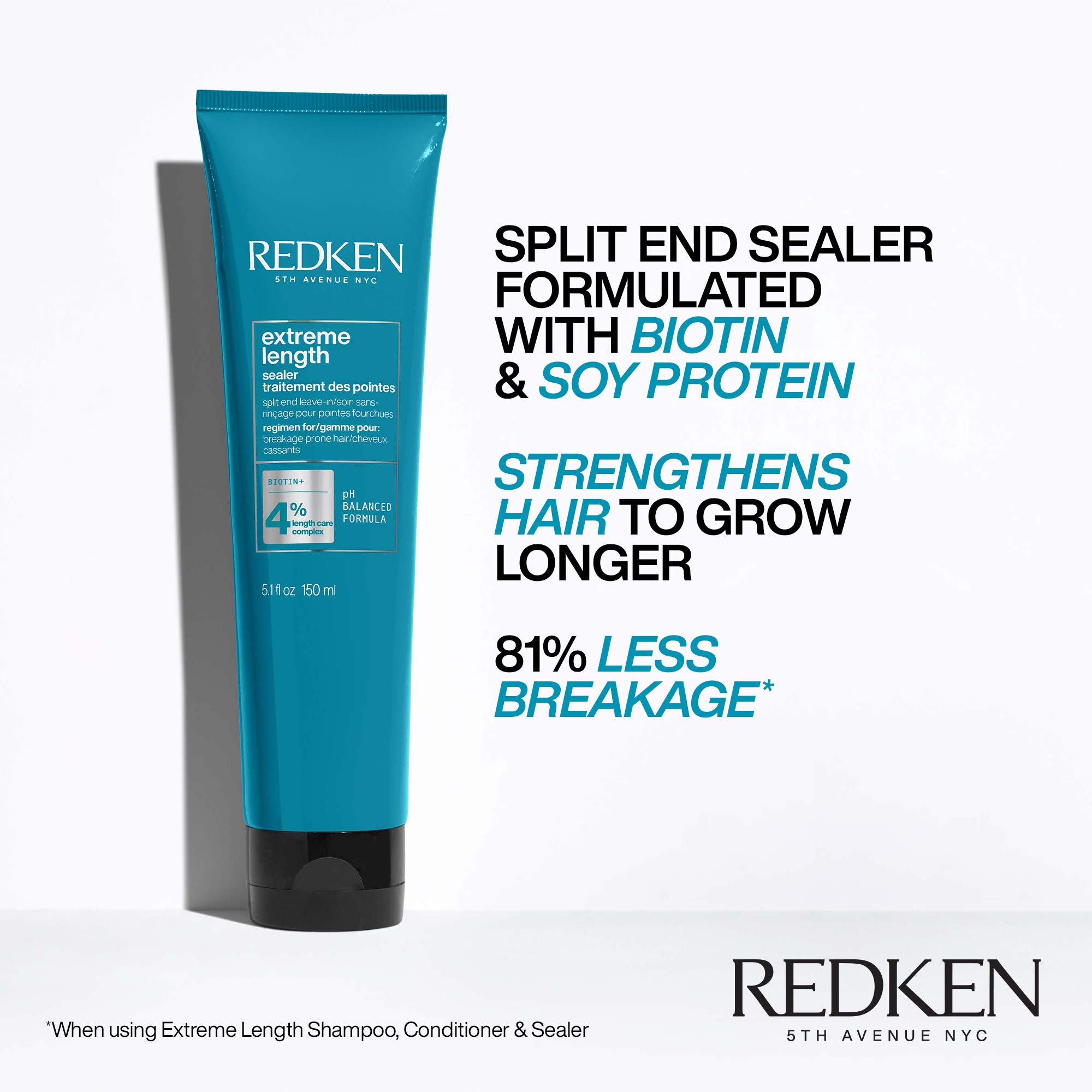 Redken Extreme Length Biotin Leave-In Conditioner For Longer Hair – Promotes Healthy Hair Growth, Strengthens Damaged Hair, Seals Split Ends, Infused With Biotin ​