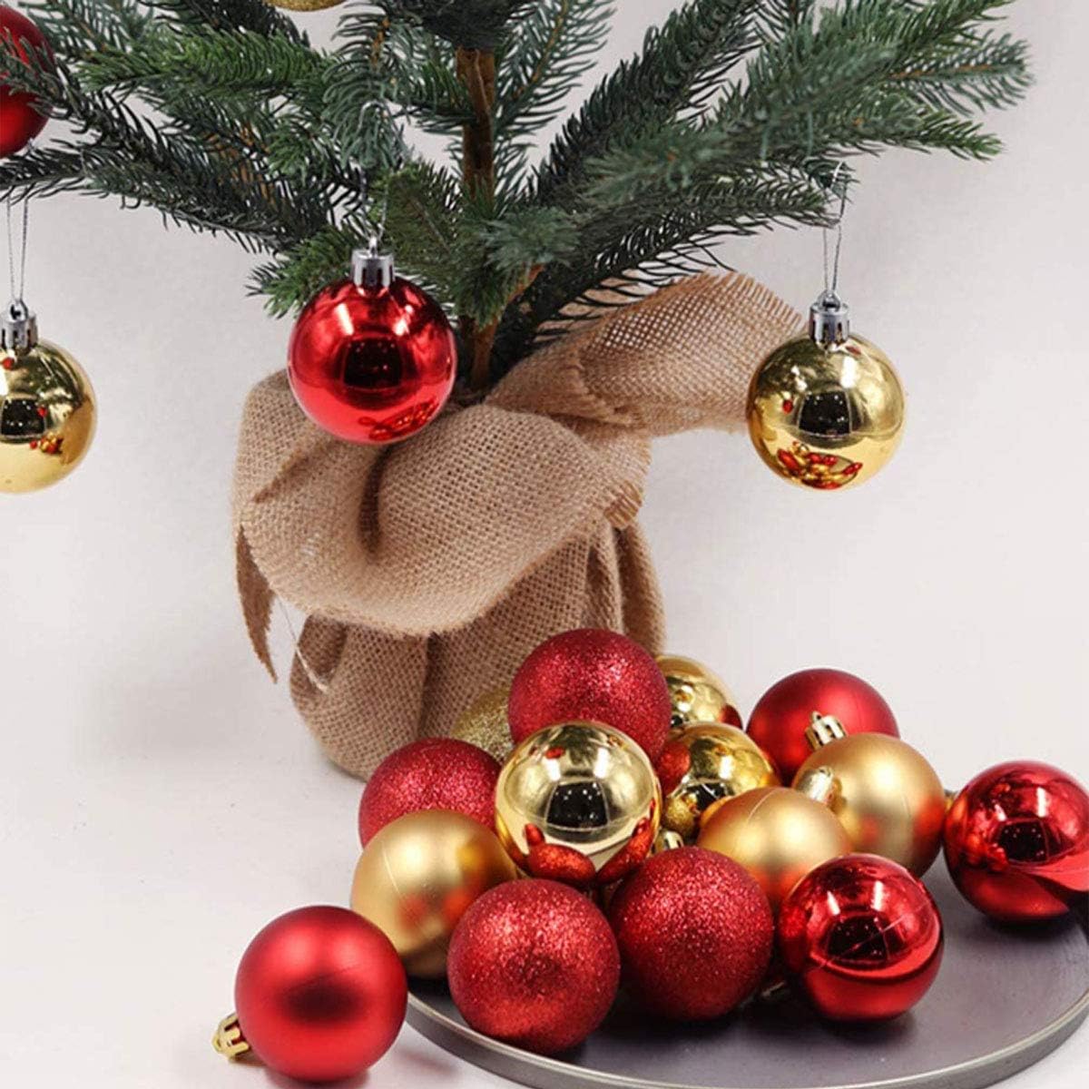 Xumier 96pcs Bolas Navidenas De Plastico Irrompibles Gancho Bola Colgante De Decoracion De Arbol Bolas De Arbol Navidad Bolas De Colores Bolas Navidad Decoracion Fiesta Dorado Plateado Rojo Morado Decoracion De Temporada Hogar Y Cocina