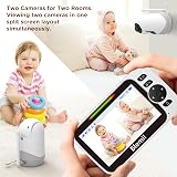 Blemil 5 Inch Split-Screen Baby Monitor 1000ft 30H Battery Night Vision Pan view 7