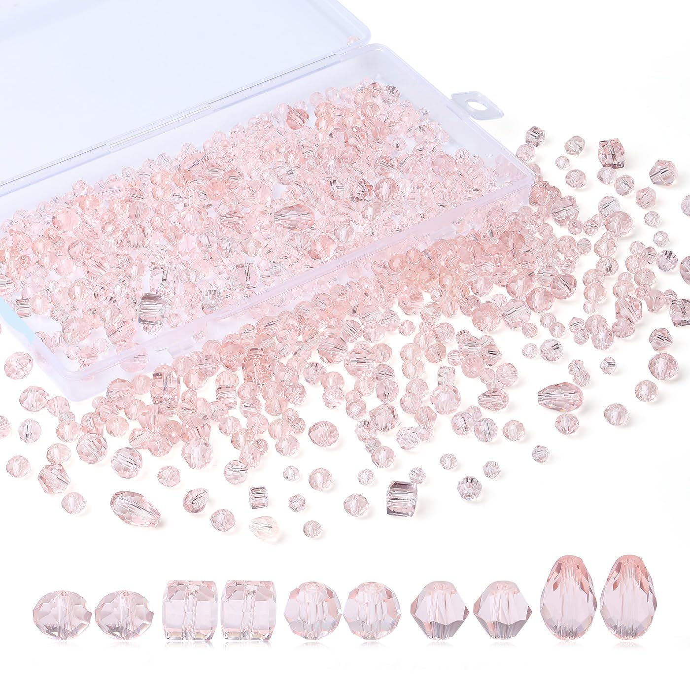 XIANNVXI 800pcs Faceted Pink Glass Beads 4/6/8mm Pink Beads for Jewellery Making for Crafting