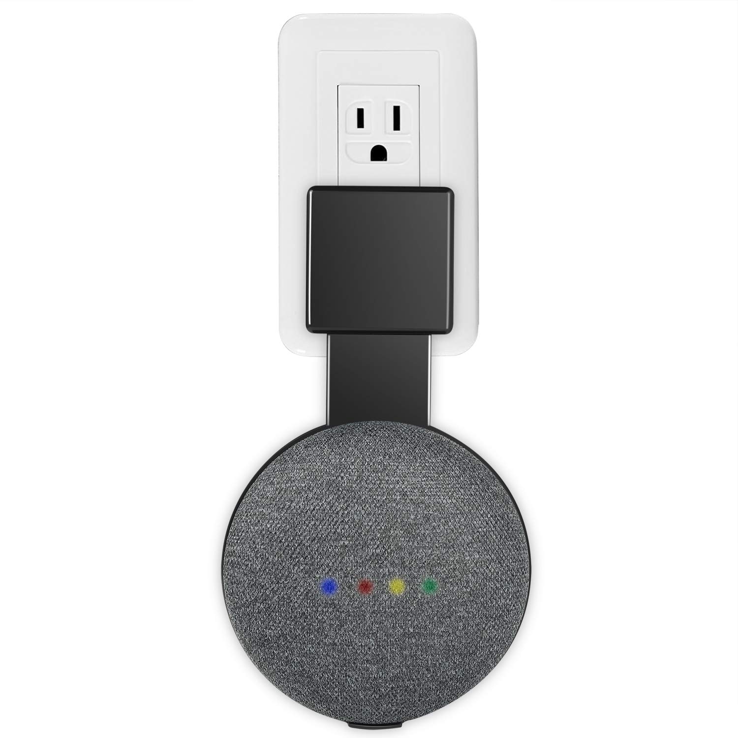 FeiYen Mini Back Pack, Outlet Wall Mount Hanger Stand Backpack for Home Mini Voice Assistants by Google, clean and simple genie plug in Kitchen Bathroom Bedroom Garages and Office (Black)