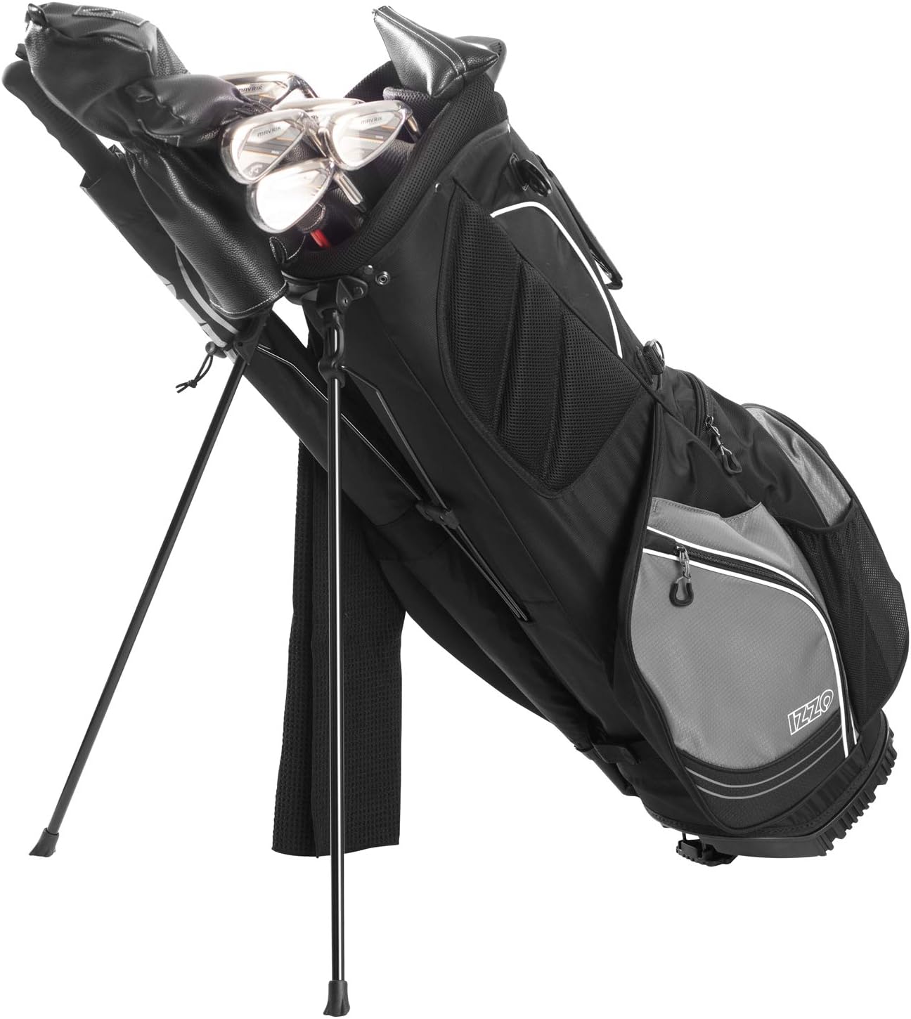 Izzo Golf Ultra-Lite Stand Golf Bag with Dual-Strap & Exclusive Features, Black/Gray: Sports & Outdoors