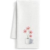 FISWAFY Pink Floral Hand Towels for Bathroom, Floral Bathroom Decor, Elegant Flower Toilet Paper Hand Towels for Vanity Powder Room Washroom Decor, 16x24 Inch