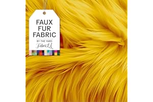 FABRICLA Faux Fur Fabric by The Yard - Artificial Craft Fur - 18" X 60" Inch Wide - Fur Fabric for Craft Supply, DIY Furry Plush Projects, Sewing, Material, Decoration, Upholstery, Golden Yellow, Half Yard