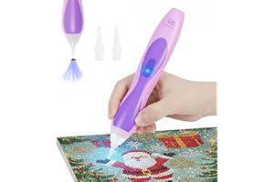 PP OPOUNT Electric Diamond Painting Pen with LED Light, Quiet Suction Diamond Art Pens, Cordless & Rechargeable, 3 Brightness Levels, Ergonomic Grip, Extra Tips - Charge it Before Use
