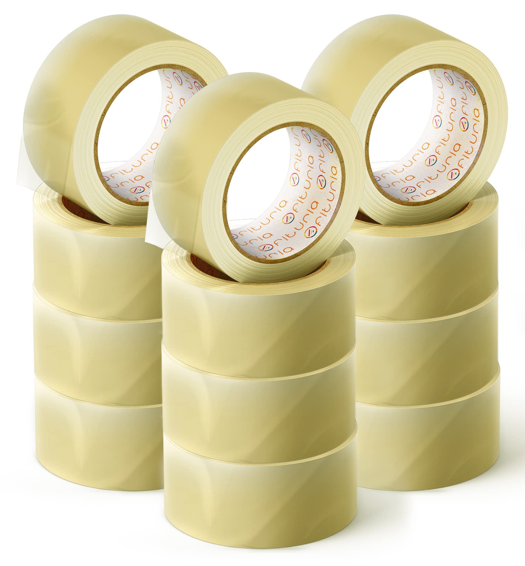 OFITURIA Transparent Packaging Tape for Packaging of Shipping and Moving Cardboard Boxes, Seal for Safe and Sturdy Packaging – Ophythuria (36 cm x 120 m – Transparent, 12 Rolls)