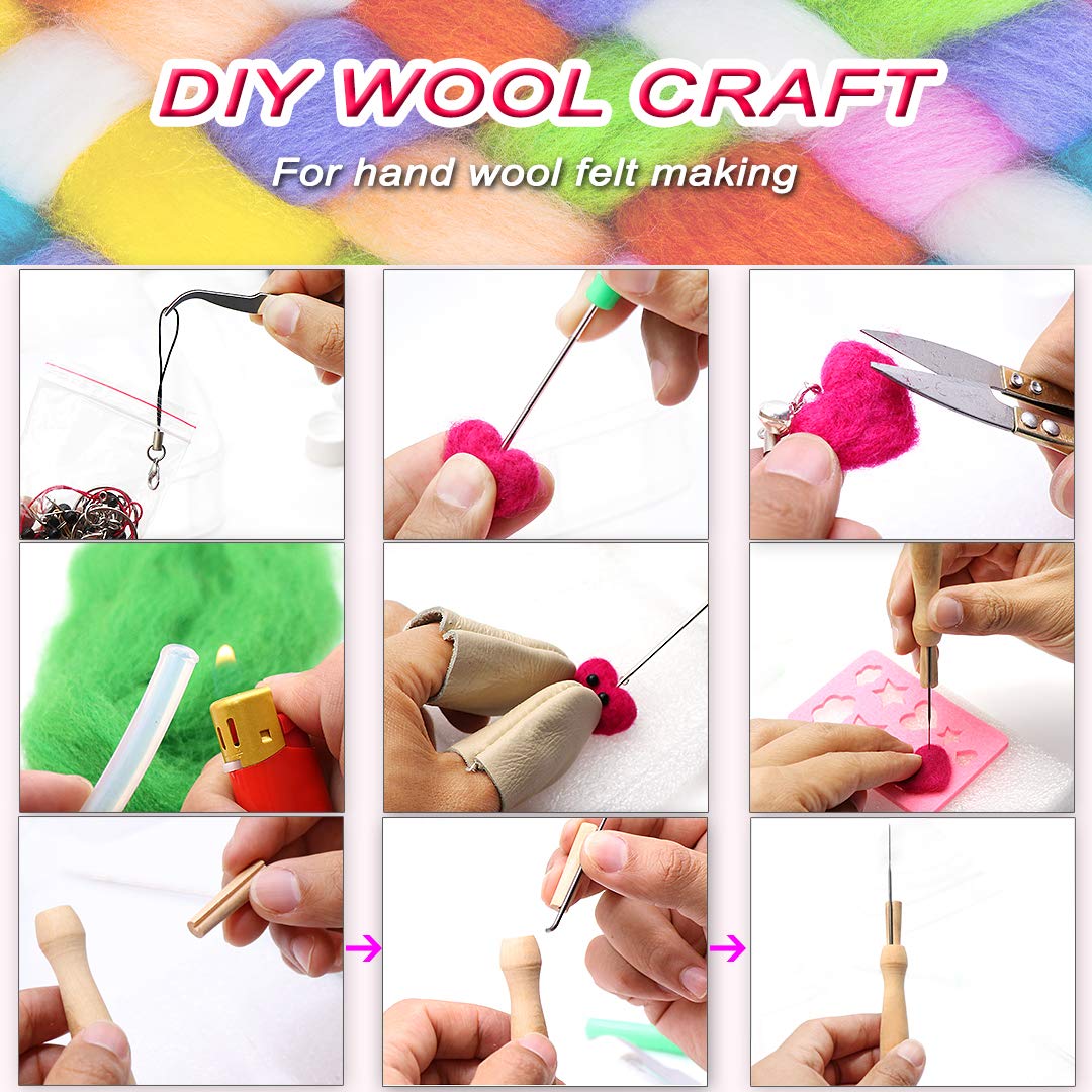 Needle Felting Kit 109 Pieces Set, Wool Roving 36 Colors with Complete Felt Tools and Storage Box Needle Felting Starter Kit for DIY Craft Animal Home Decoration Birthday Present