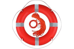 Calvana 28 Inch Life Ring Buoy with Grab Rope, Marine Throw Ring Lifebuoy for Boat Dock Pool Waterfront Safety, Closed-Cell P