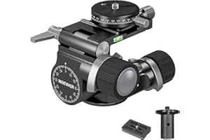 NEEWER 2 Way Geared Tripod Head with Millimeter Micro Adjustment, Aluminum Alloy Pan Tilt Head, 360° Panoramic Arca Type QR Plate Compatible with Sony Canon Nikon DSLR Cameras, Max Load 13.2lb, TH14