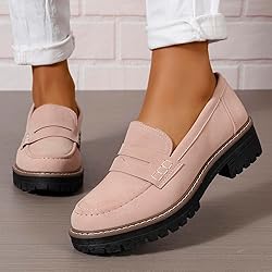 Womens Loafers Shoes Platform Chunky Penny Loafer