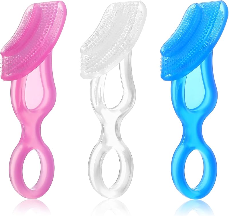 Patelai Silicone Baby Toothbrush 3 Pack Soft Gum Massager 10-36 Months
