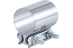 Vitonsbay 1.75 Inch Exhaust Clamp,1 3/4 In Butt Joint Exhaust Muffler Pipe Band Clamp Sleeve Coupler Stainless Steel
