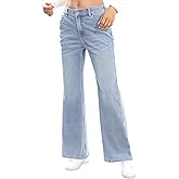 ELLEVEN High Stretchy Bootcut Sweatpant Jeans for Women, Elastic Waist Baggy Bell Bottom Pull on Jeans