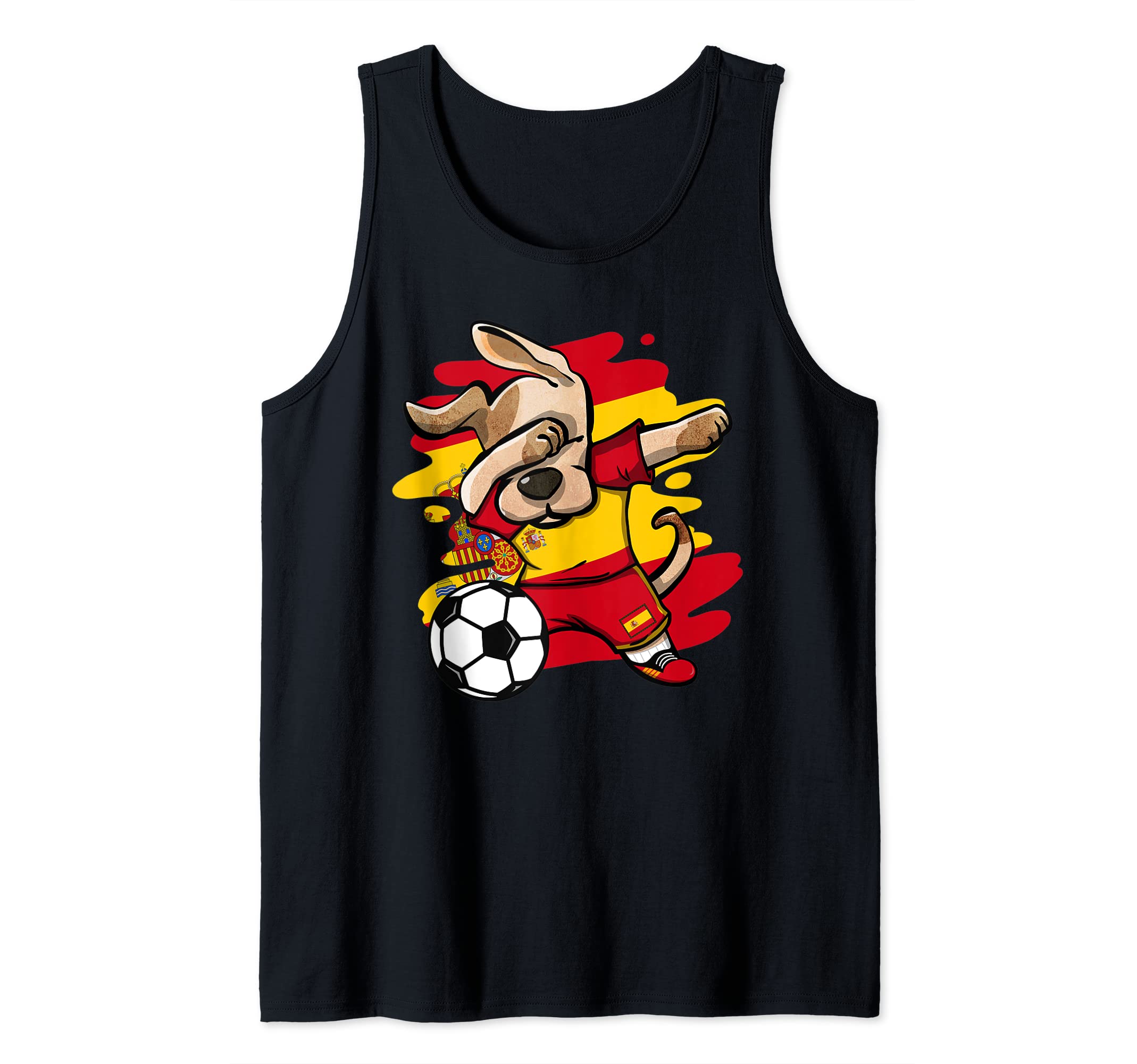 Dabbing Dog Spain Soccer Fans Jersey Spanish Football Lovers Tank Top