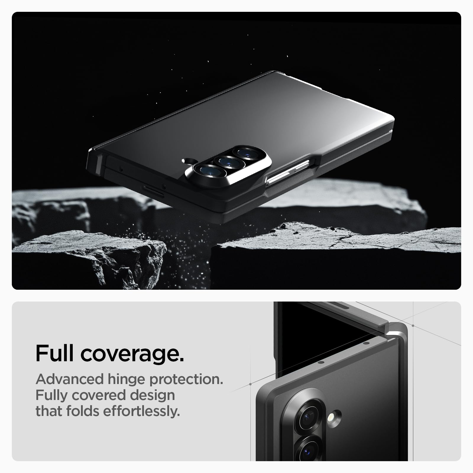 Spigen for Galaxy Z Fold 7 Case, Tough Armor Pro MagFit [Hinge Protection] [Fast Wireless Charging/Magnet for Galaxy] - Black