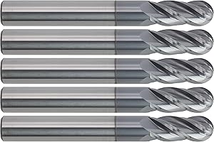 CME TOOLS CME 5 pcs Micrograin Carbide End Mills, Ball Nose, TiAlN Coated, 5/16" Mill Diameter, 3/4" Length of Cut, 2 1/2" Overall Length, 4 Flute, Center Cutting