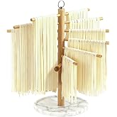 Pasta Drying Rack with Transfer Wand and 7 Bars, noodle drying rack Easy to Transfer for Drying Pasta and Cooking, Special Suspension Design for Large Storage pasta rack easy use pasta dryer
