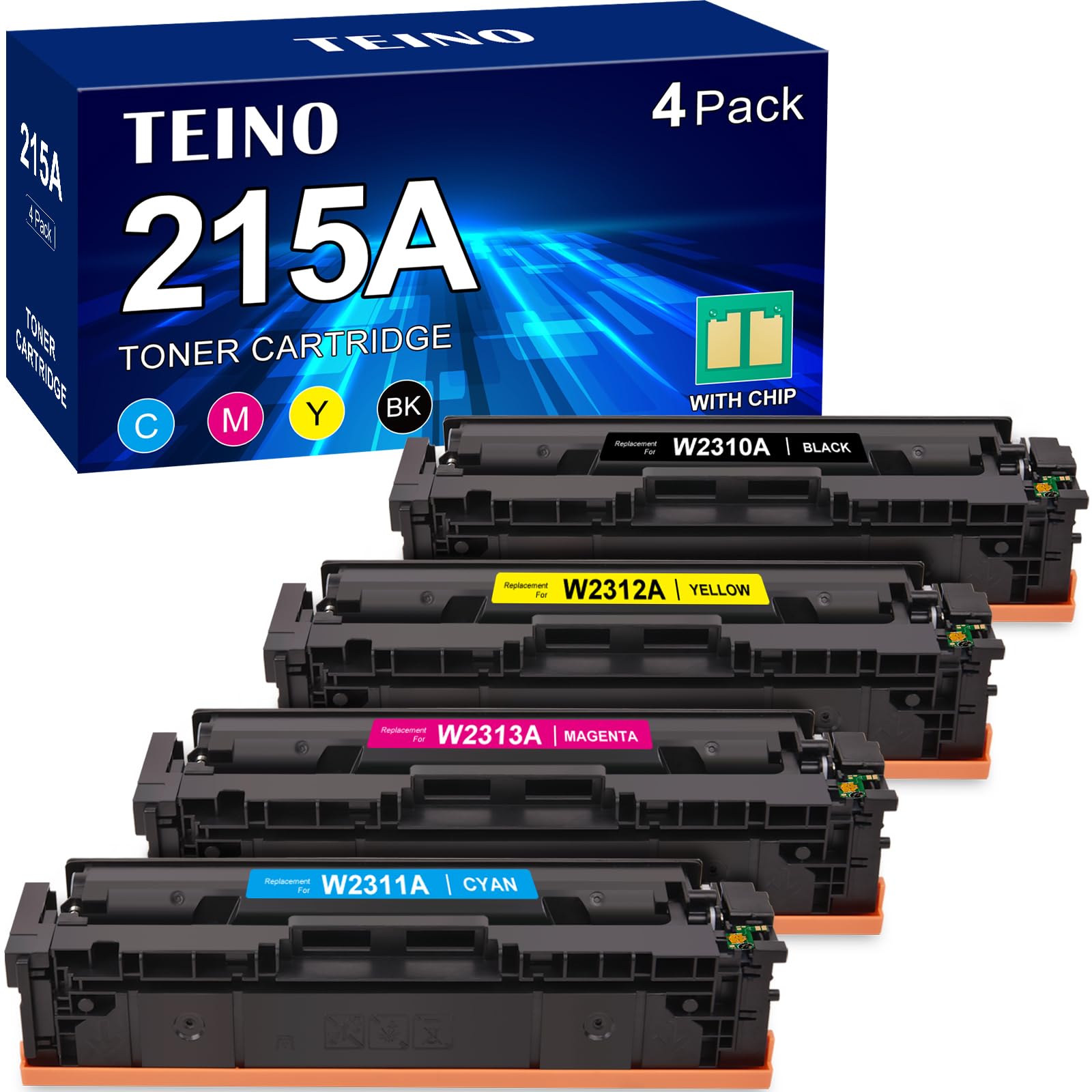 Photo 1 of 215A Toner Cartridges Replacement for HP 215A Toner Cartridges 4 Pack Compatible for HP Color Pro MFP M182nw MFP M183fw M182n M182 M183 M155nw M155a M155 Replacement for HP 215A Toner