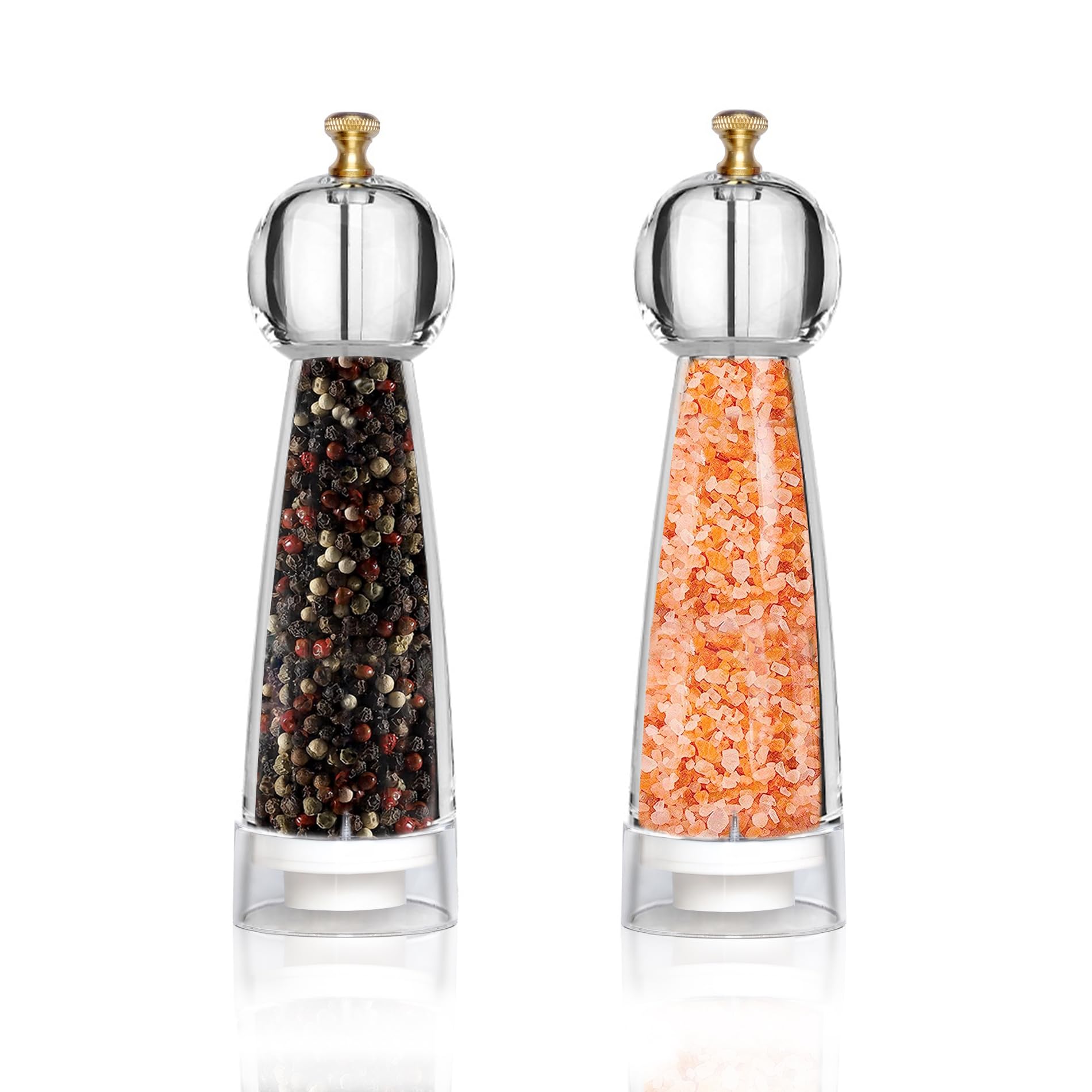 Photo 1 of Pepper Grinder Set & Pepper Mills?Classic Manual Transparent Acrylic Rotor?2PCS 8IN High Capacity Pepper & Salt Grinder Seasoning Bottle?Ceramic Core With Adjustable Grain Size Mill for Fresh Spices