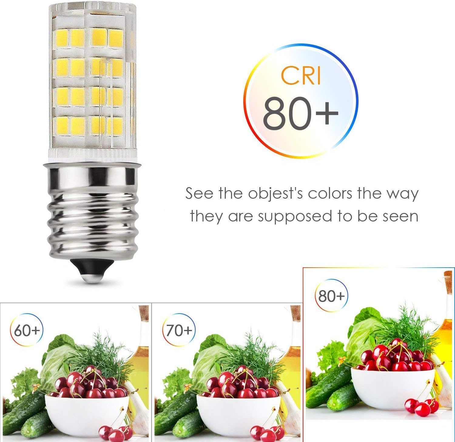 E17 LED Bulb, Microwave Oven Light 5 Watt Daylight White 6000K dimmable 52x2835SMD AC110-130V (Pack of 2) (Daylight White 6000K) - - 