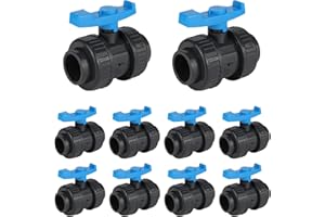(Pack of 10) EFIELD 1" Socket x 1" Socket SCH 80 PVC True Union Full Port Ball Valve,Gray With Blue Handle(1-inch),(PVC063-2-10PCS)