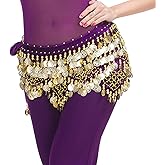 ZLTdream Women's Indian Dance Belly Dancing Hip Scarf Belt Skirt Accessories with Wave Gold Coins