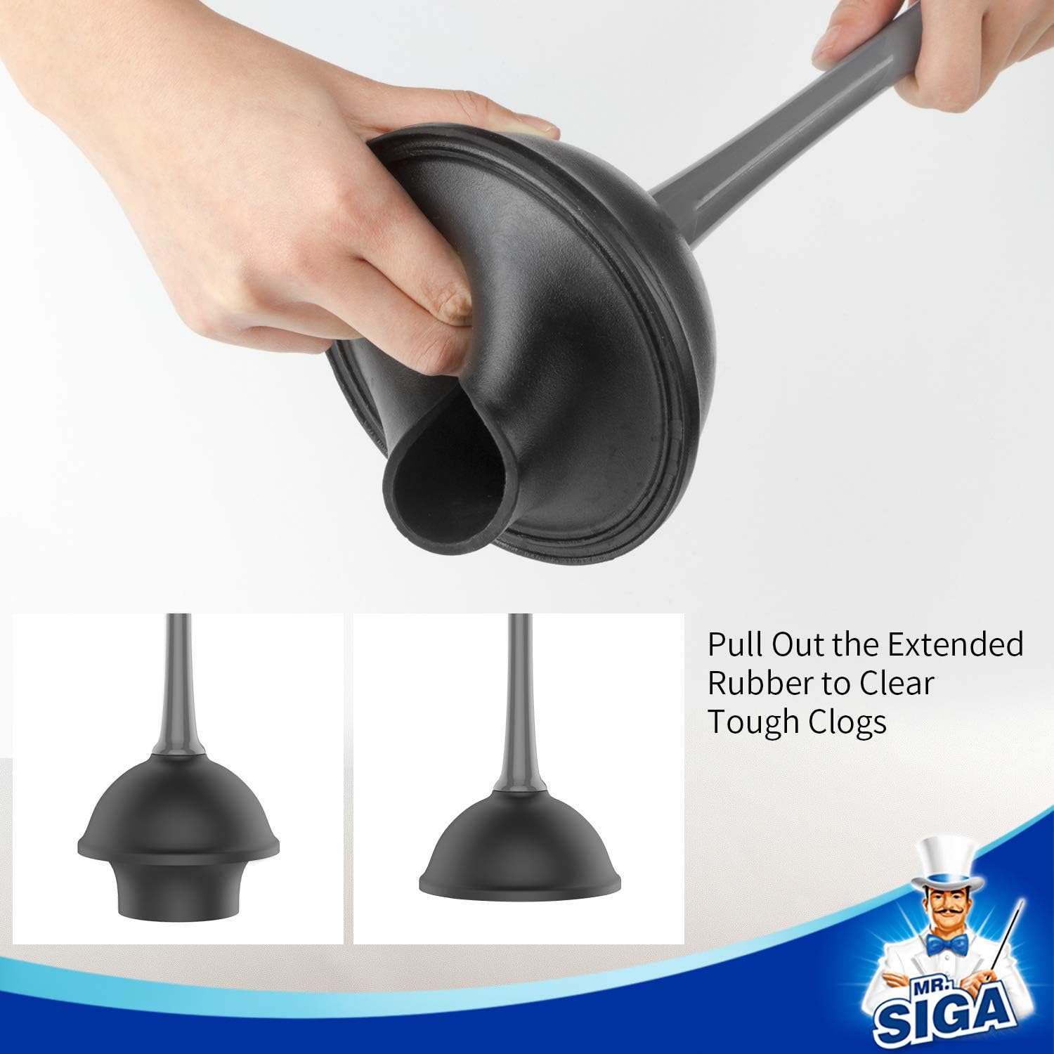 MR.SIGA Toilet Plunger and Bowl Brush Combo for Bathroom Cleaning, Gray, 1 Set: Home & Kitchen